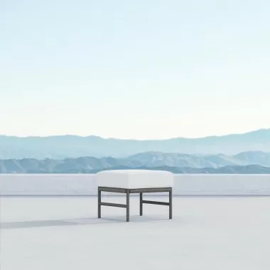 Azzurro Living Avalon Ottoman With Matte Charcoal Aluminum Frame And Lava Gray All-Weather Rope - Lifestyle