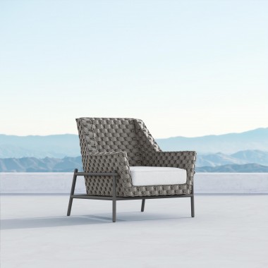 Azzurro Avalon Club Chair In Matte Charcoal Aluminum With Lava Gray All-Weather Rope - Lifestyle