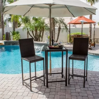 AZ Patio Heaters Bistro Patio Set in Dark Brown Wicker - Lifestyle