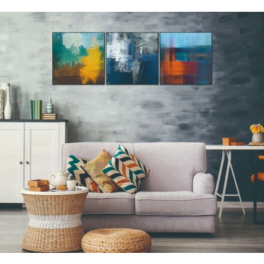 Whiteline Modern Living Terra 3-Piece 28"x28" (each) Canvas Wall Art With Black PS Frame - Lifestyle