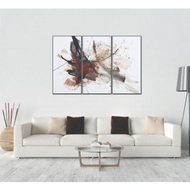 hiteline Modern Living Freya 3-Piece 48"x28" (each) Canvas Wall Art With Black PS Frame - Lifestyle