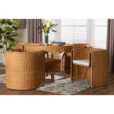 Baxton Bali and Pari Ayumi 5-piece Round Rattan Dining Set  - Lifestyle