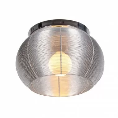 Bromi Lenox 1 Light Round Silver Flush Mount