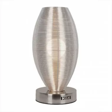 Bromi Lenox 1 Light Round Silver Table Lamp