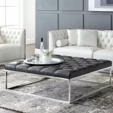 Sunpan Sutton Ottoman - Cantina Magnetite - Lifestyle