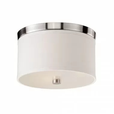 Bromi Braxton 10 Inch Round White and Nickel Flush Mount