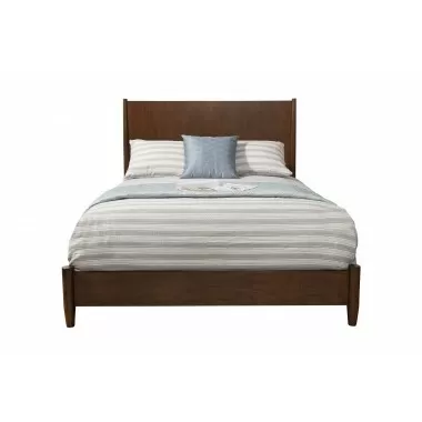 Alpine Furniture Flynn Queen Platform Bed, Walnut - Front Angle