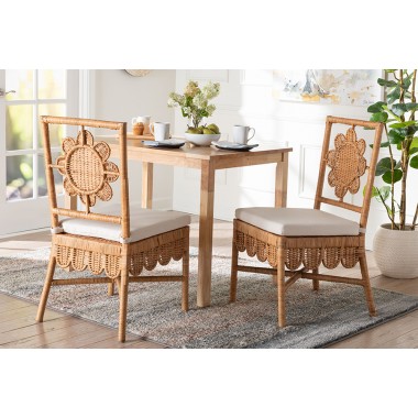 bali & pari Abagale Natural Rattan 2-Piece Dining Chair Set - lifestyle