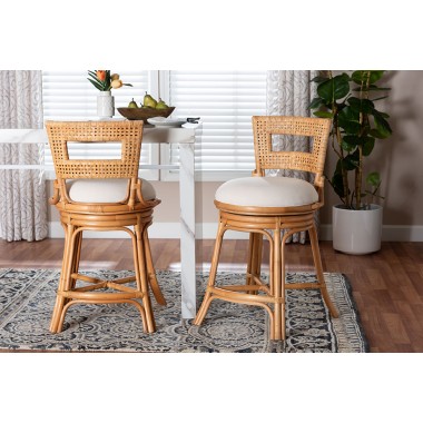 Baxton Studio bali & pari Amina Natural Rattan Counter Stool - lifestyle