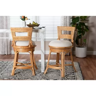 Baxton Studio bali & pari Amina Natural Rattan Counter Stool - lifestyle