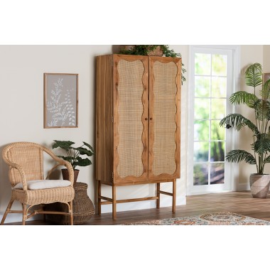 Baxton Studio bali & pari Augusto Teak Wood Cabinet - Lifestyle