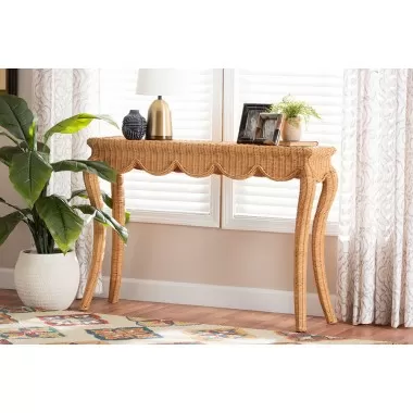 bali & pari Deborah Natural Rattan Console Table - lifestyle