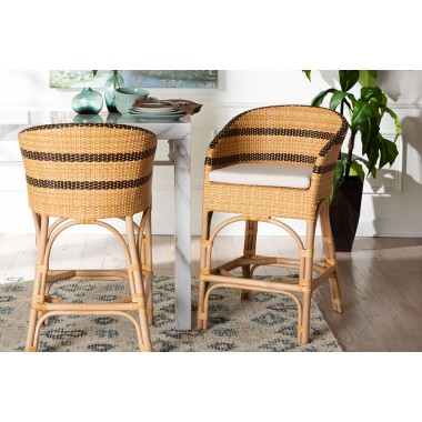bali & pari Elma Rattan Counter Stool with Cushion - Lifestyle