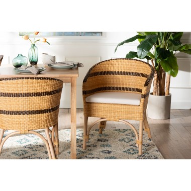 bali & pari Elma Rattan Dining Chair with Cushion - Lifestyle
