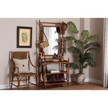 bali & pari Feyre Marbled Tortoise Natural Rattan Hall Tree - lifestyle