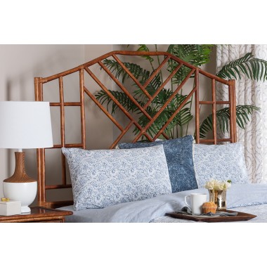 bali & pari Kachiri Marbled Tortoise Natural Rattan King Headboard - lifestyle