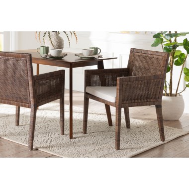 bali & pari Karis Rattan Dining Chair with Cushion - lifestyle