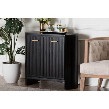 Baxton Studio bali & pari Keshet Fluted Wood Storage Cabinet 