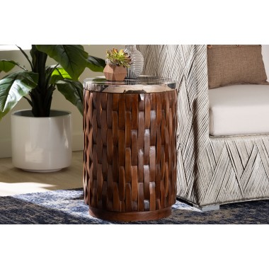 bali & pari Lavanya End Table with Petrified Wood Top - lifestyle