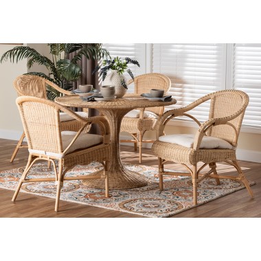 bali & pari Liam 5-Piece Natural Rattan Dining Set - lifestyle