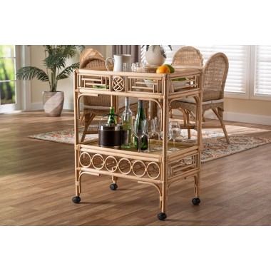 bali & pari Molina Natural Rattan Wine Cart - lifestyle