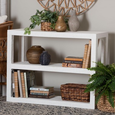 bali & pari Oaklynn Natural Grasscloth Bookshelf - lifestyle