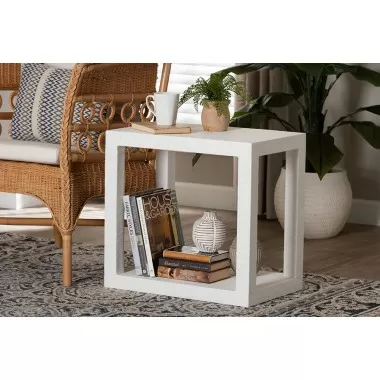 bali & pari Oaklynn Natural Grasscloth End Table - lifestyle