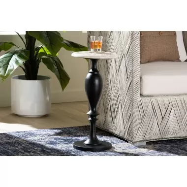 bali & pari Perlita End Table with Marble Stone Top - lifestyle