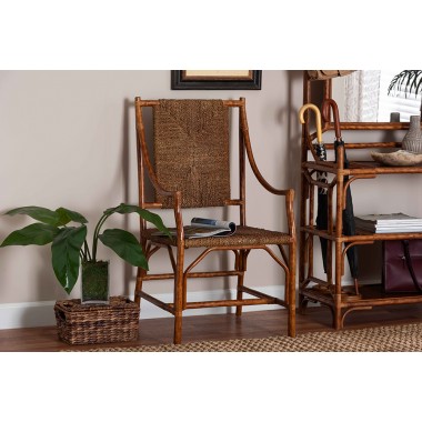 bali & pari Ramos Marbled Tortoise Natural Rattan and Seagrass Armchair - lifestyle