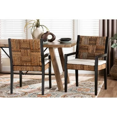 Baxton Studio bali & pari Raniya 2-Piece Handwoven Seagrass Armchairs - lifestyle