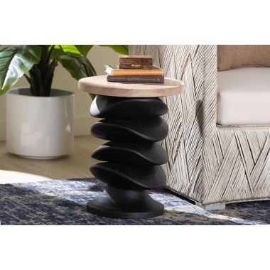 Baxton Studio bali & pari Ziva End Table with Petrified Wood Top