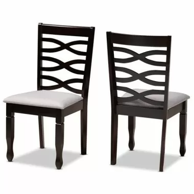 Baxton Studio Lanier Grey Dark Brown Dining Chair - Set of 2