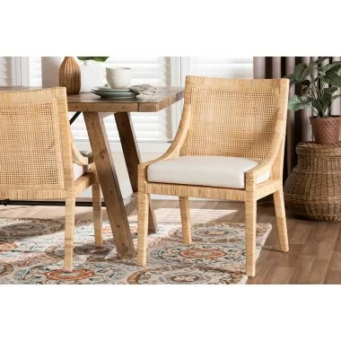 Baxton Studio bali & pari Alexis Natural Rattan Dining Chair - lifestyle