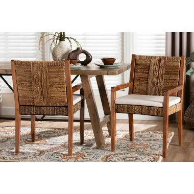 Baxton Studio bali & pari Chabela 2-Piece Handwoven Seagrass Armchairs - lifestyle