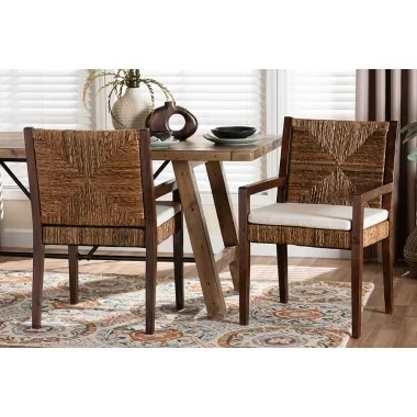 Baxton Studio bali & pari Cordoba 2-Piece Handwoven Seagrass Armchairs - lifesty