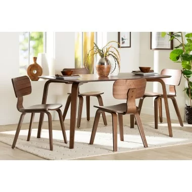 Baxton Studio Billie Wood 5-Piece Dining Set - lifestyle
