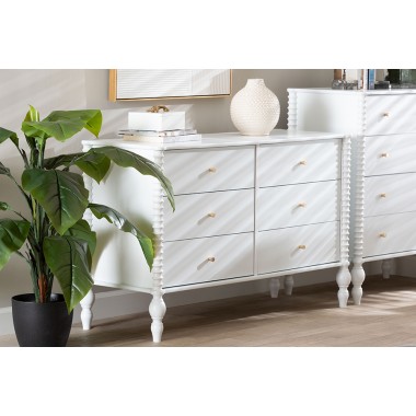 Baxton Studio Callison Spindle 6-Drawer Dresser in White - lifestyle
