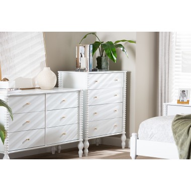 Baxton Studio Callison Spindle Chest in White - lifestyle
