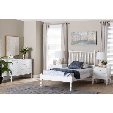 Baxton Studio Callison Spindle Twin 3-Piece Bedroom Set in White - lifestyle