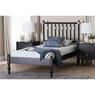 Callison Spindle Twin Platform Bed in Black - lifestyle