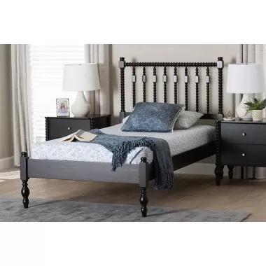 Callison Spindle Twin Platform Bed in Black - lifestyle