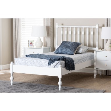 Baxton Studio Callison Spindle Twin Platform Bed in White - lifestyle
