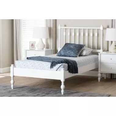 Baxton Studio Callison Spindle Twin Platform Bed in White - lifestyle