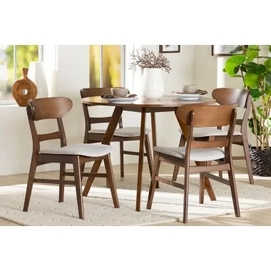 Baxton Studio Reva Wood 5-Piece Dining Set - lifestyle