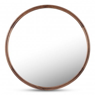 Moe’s Home Collection Alcott Small Round Mirror in Walnut