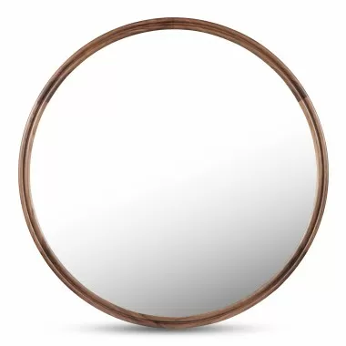 Moe’s Home Collection Alcott Small Round Mirror in Walnut