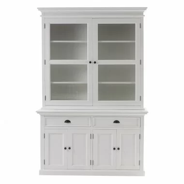 Nova Solo Halifax Glass-Display Hutch Unit - White - Front Angle