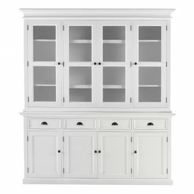 Nova Solo Halifax Buffet, Hutch Unit with 4 Glass Doors - Front Angle