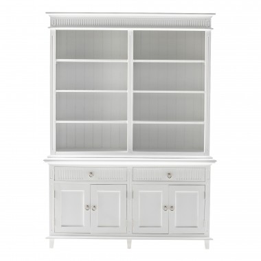 Nova Solo Skansen Hutch Bookcase Unit - White with 4 Doors, 2 Drawers - Front Angle