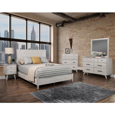 Alpine Furniture Flynn Mid Century Modern Full Size Panel Bed, Grey - Lifestyle